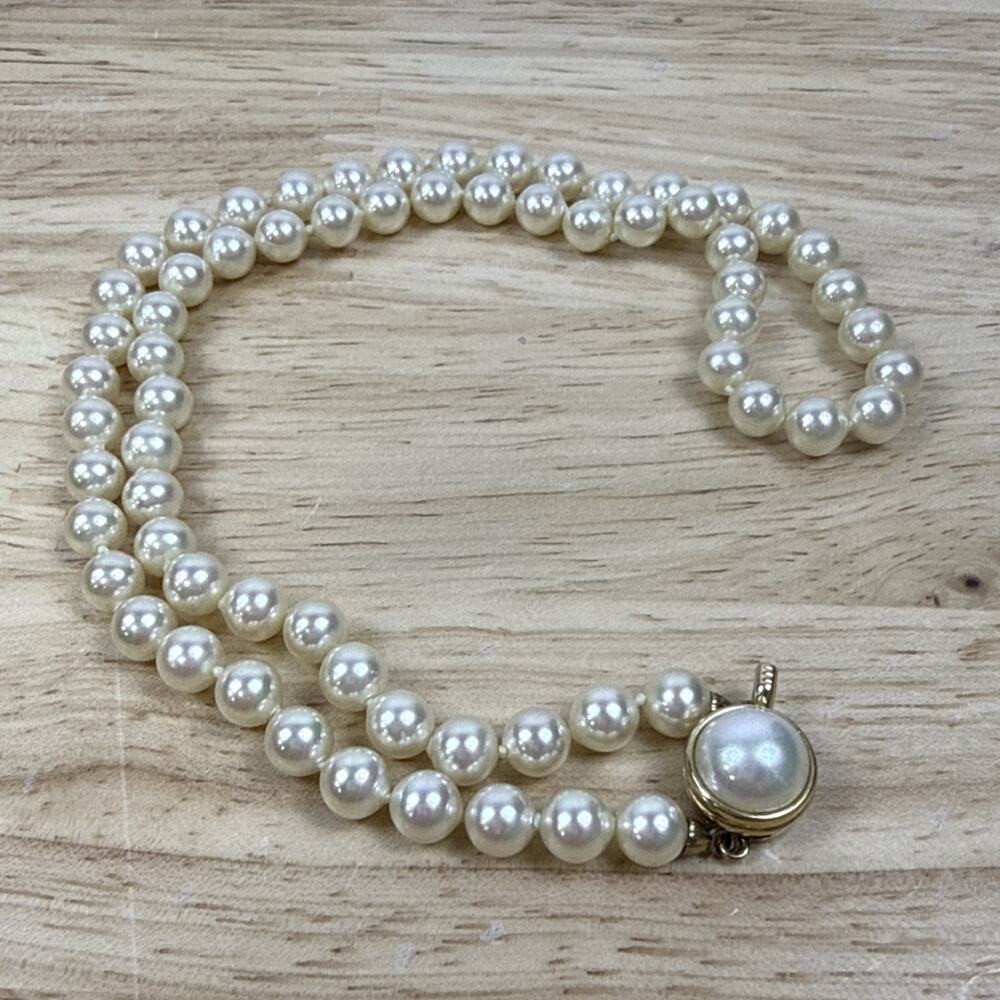 Vintage Majorica Pearl Strand Necklace 925 Sterling Silver Clasp Spain 9” - Picture 2 of 9